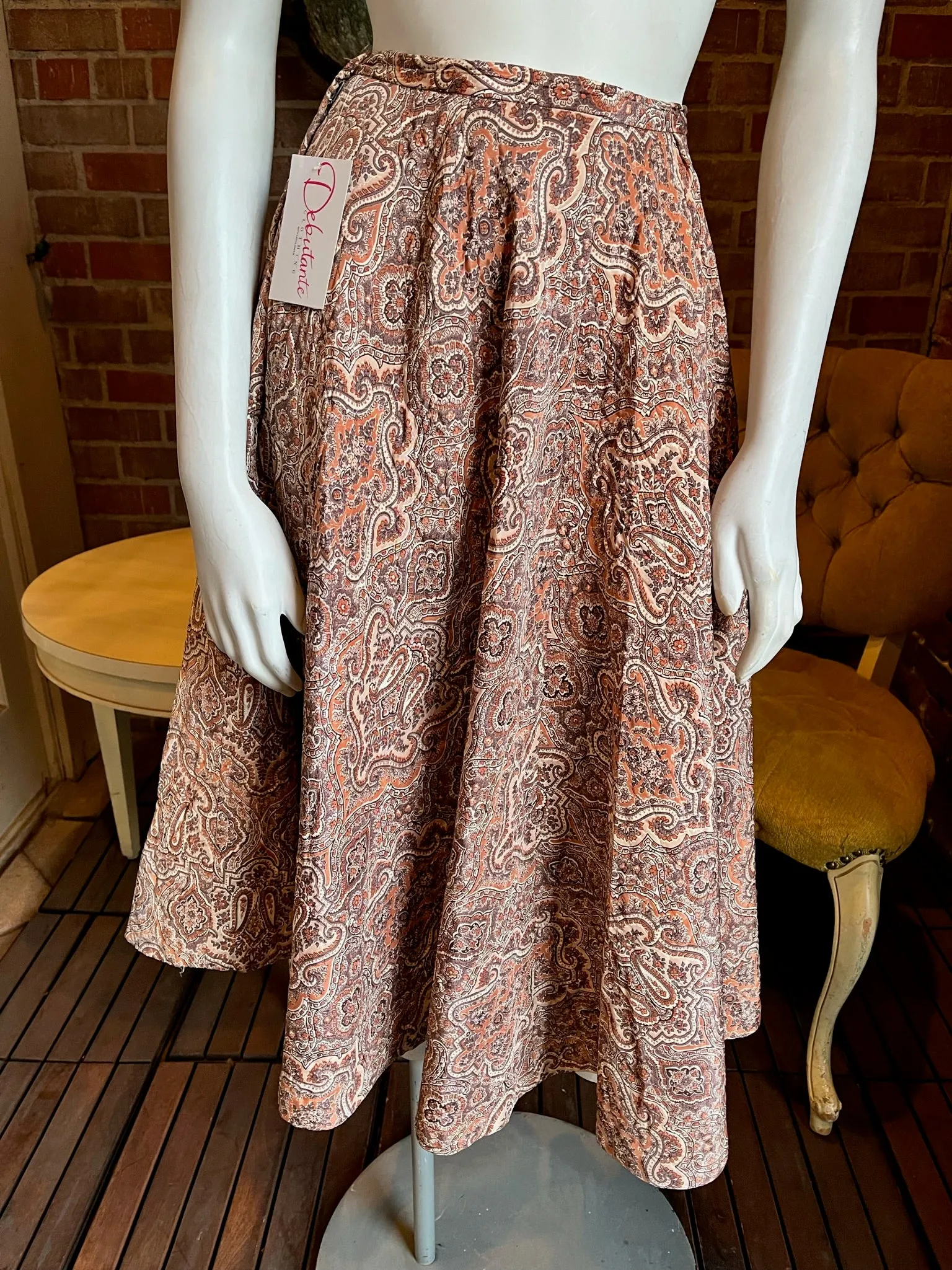 1950s Paisley Quilted Skirt