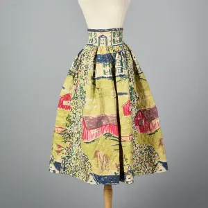 1950s Quilted Novelty Print Skirt