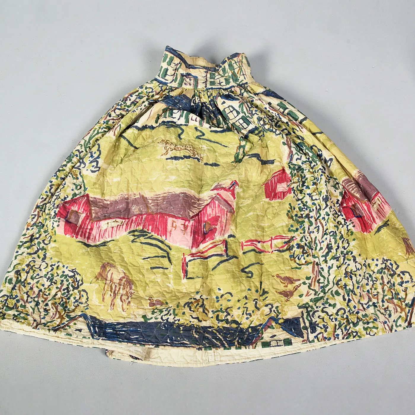 1950s Quilted Novelty Print Skirt