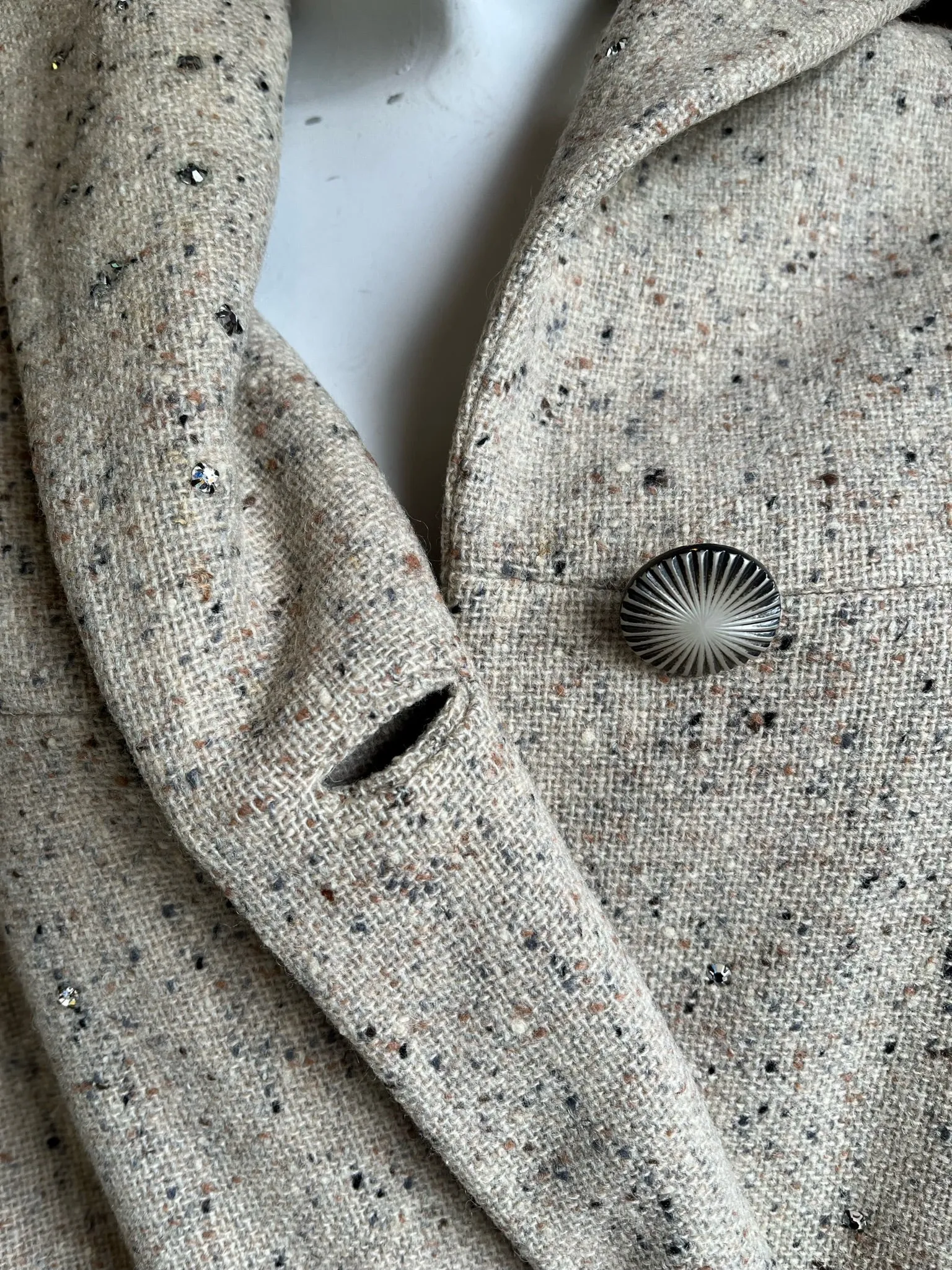 1950s Wool Tweed Rhinestone Jacket