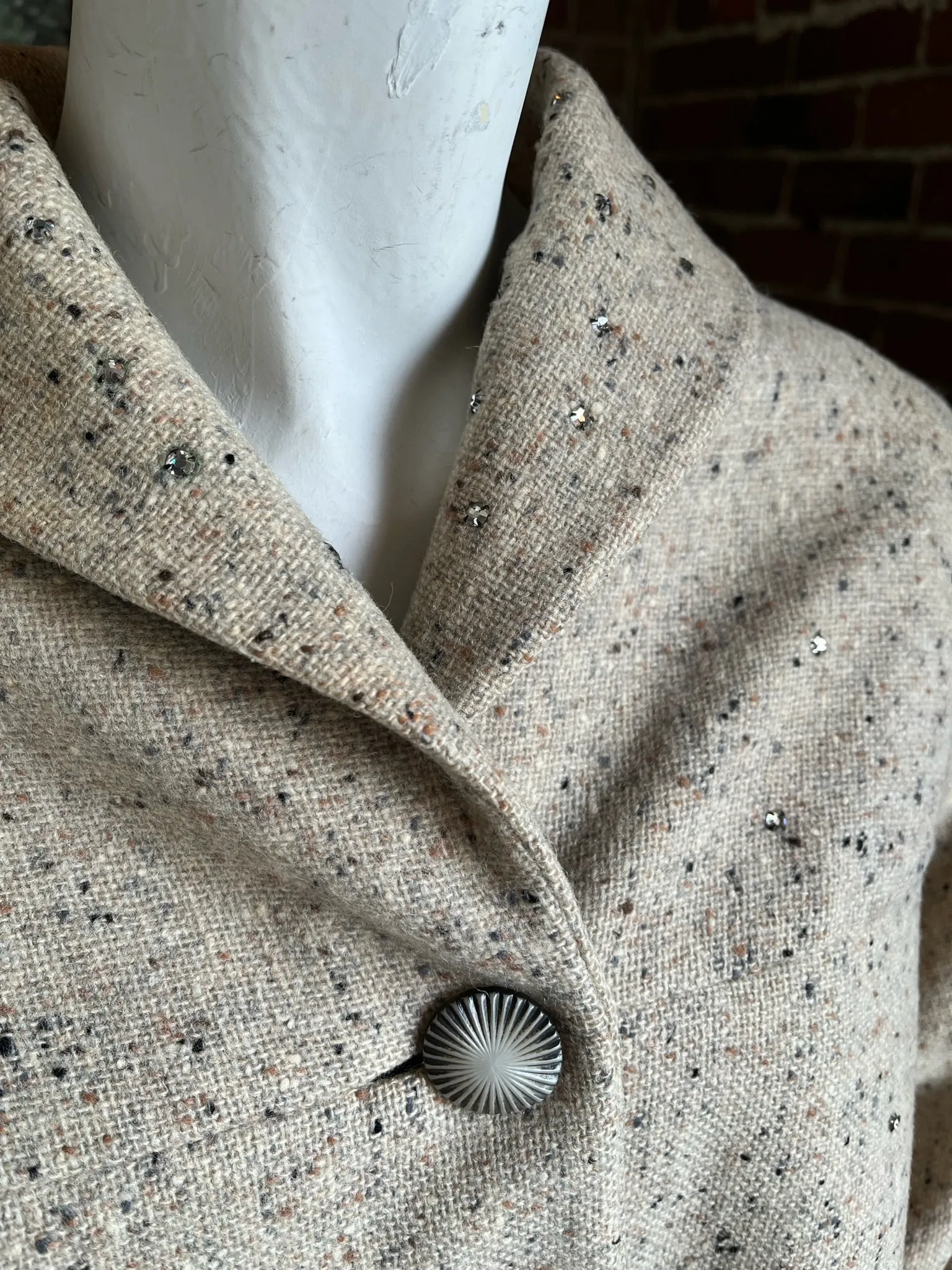 1950s Wool Tweed Rhinestone Jacket