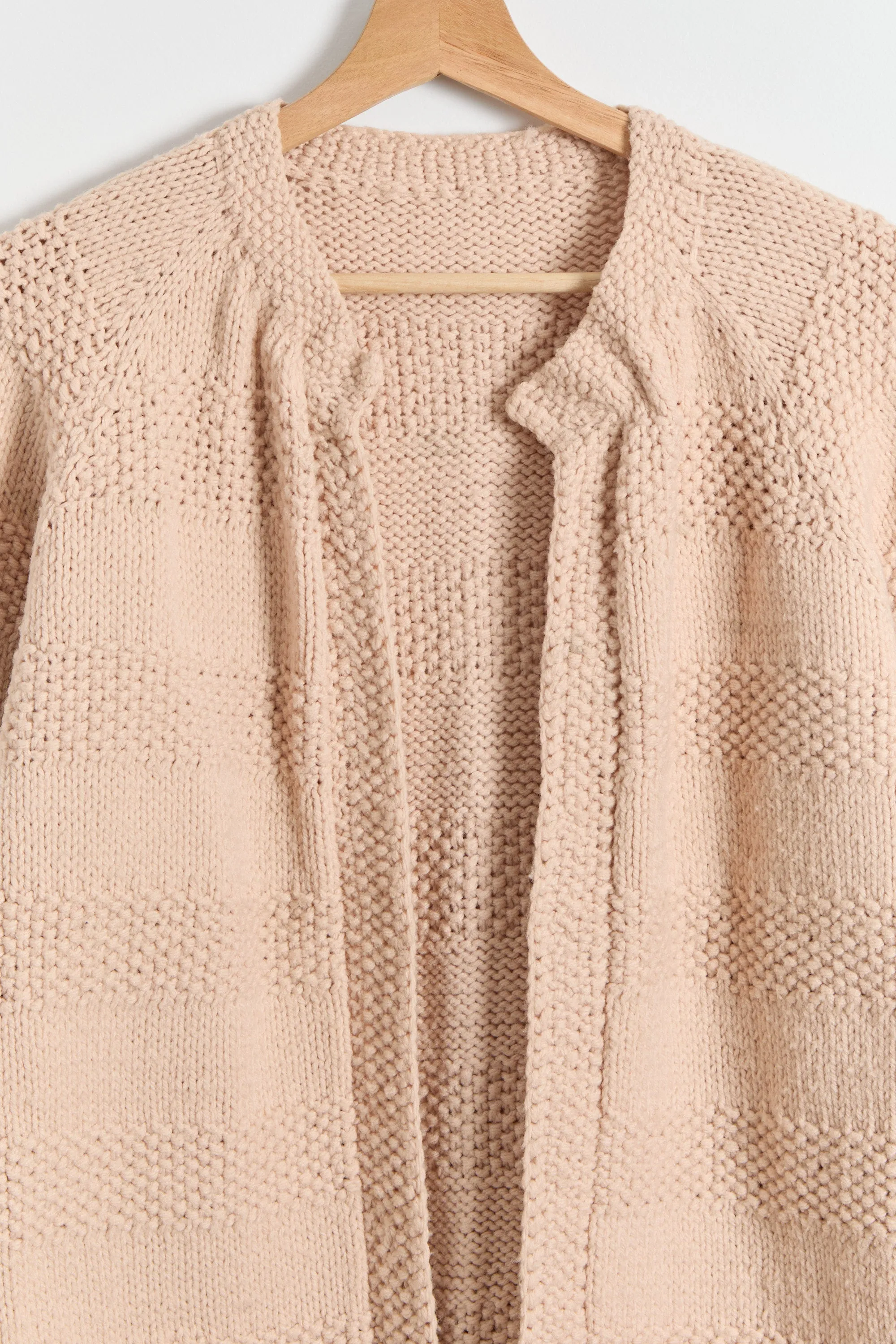 70s Beige Open Chunky Duster Cardigan L