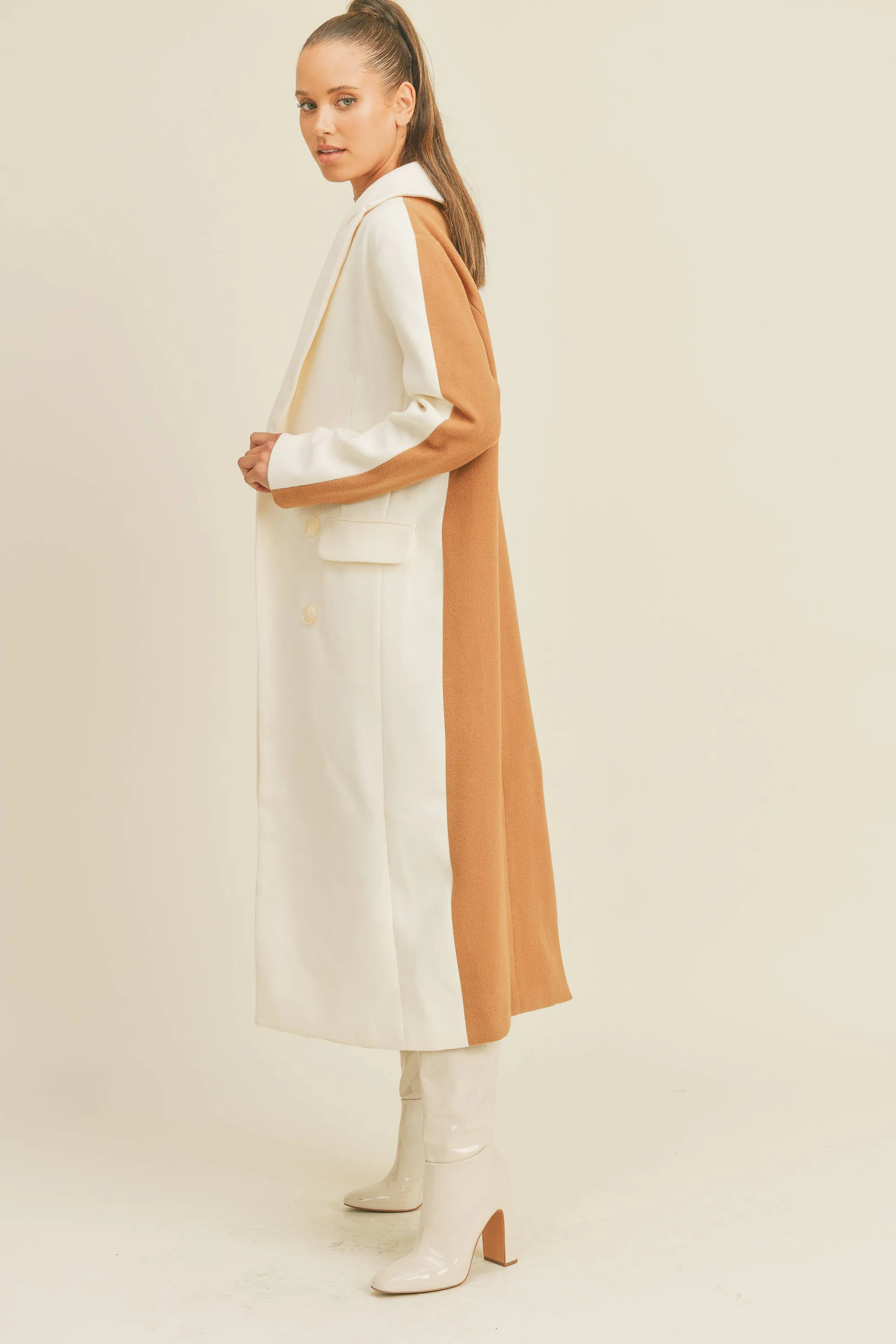 A Formal Affair Color Block Trench Coat