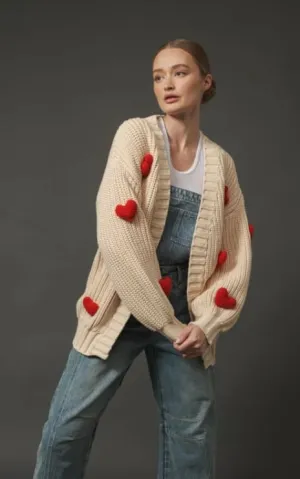 Aaron & Amber- Holiday 3D Heart Chunky Cardigan