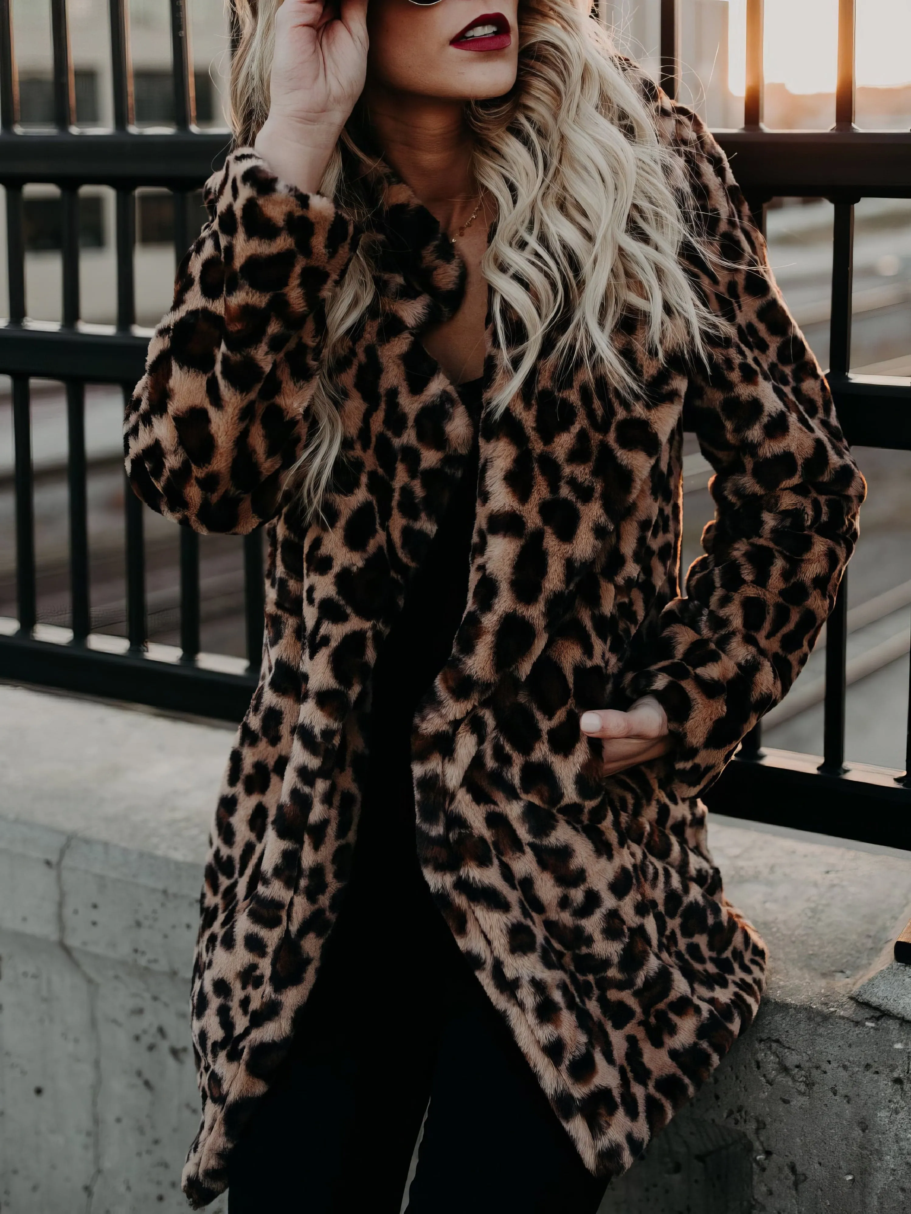 Animal Print Faux Fur Coat