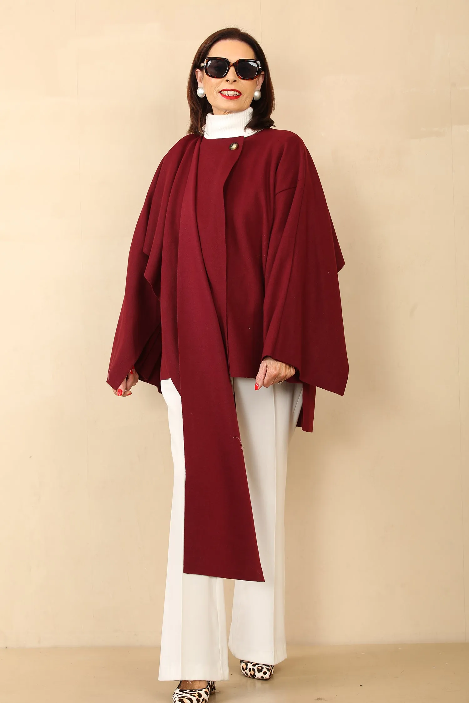 ANNABELLE CAPE COAT - MULLED WINE