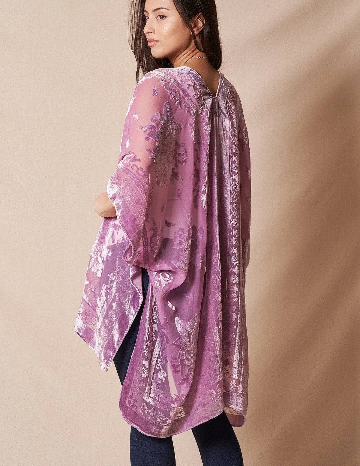 Ariana Velvet Burnout Kimono - Wisteria