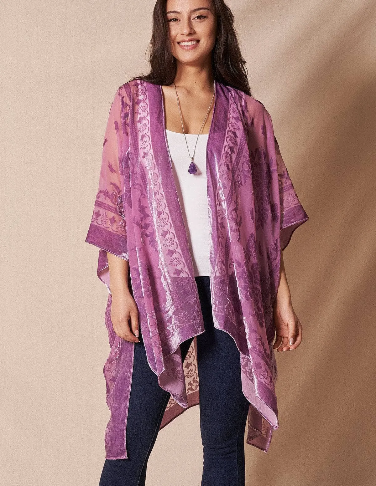 Ariana Velvet Burnout Kimono - Wisteria