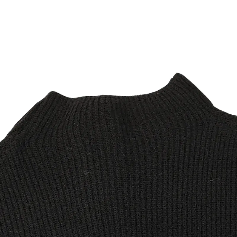 Asymmetric button mock neck pullover sweater