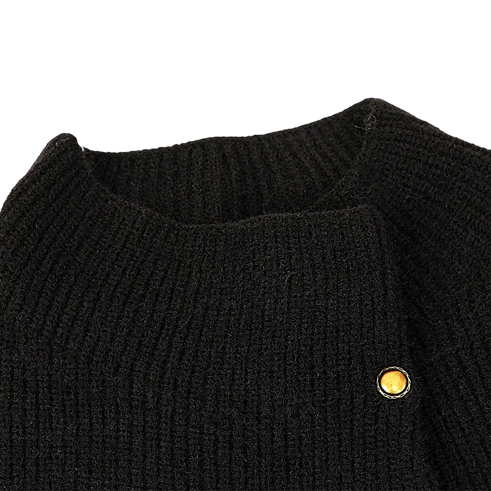 Asymmetric button mock neck pullover sweater