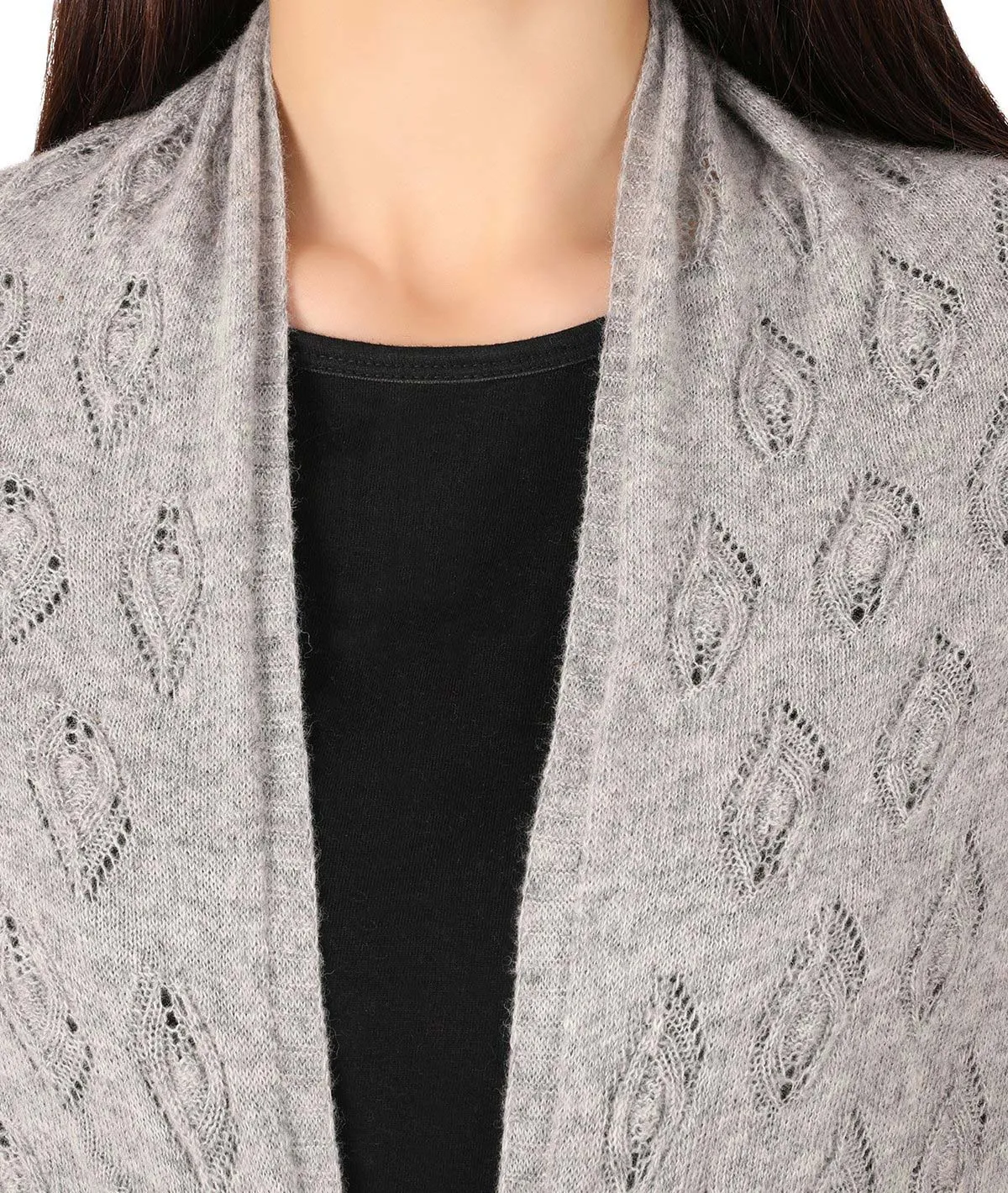 Avery- Vanilla Grey Lambswool & Nylon Knitted Shawl Wrap