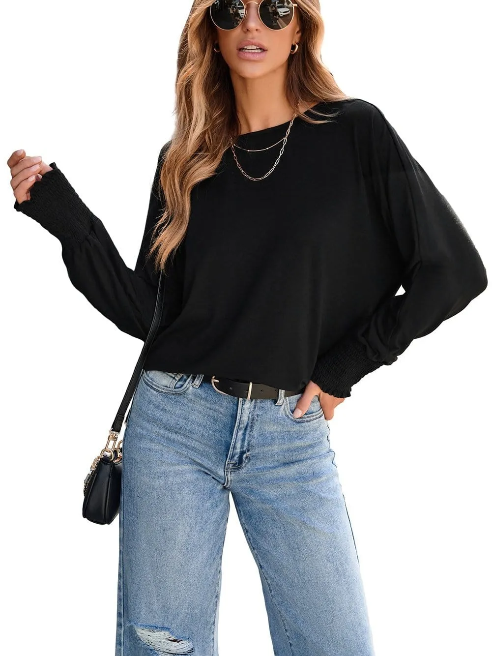 Black Knit Long Sleeve Top