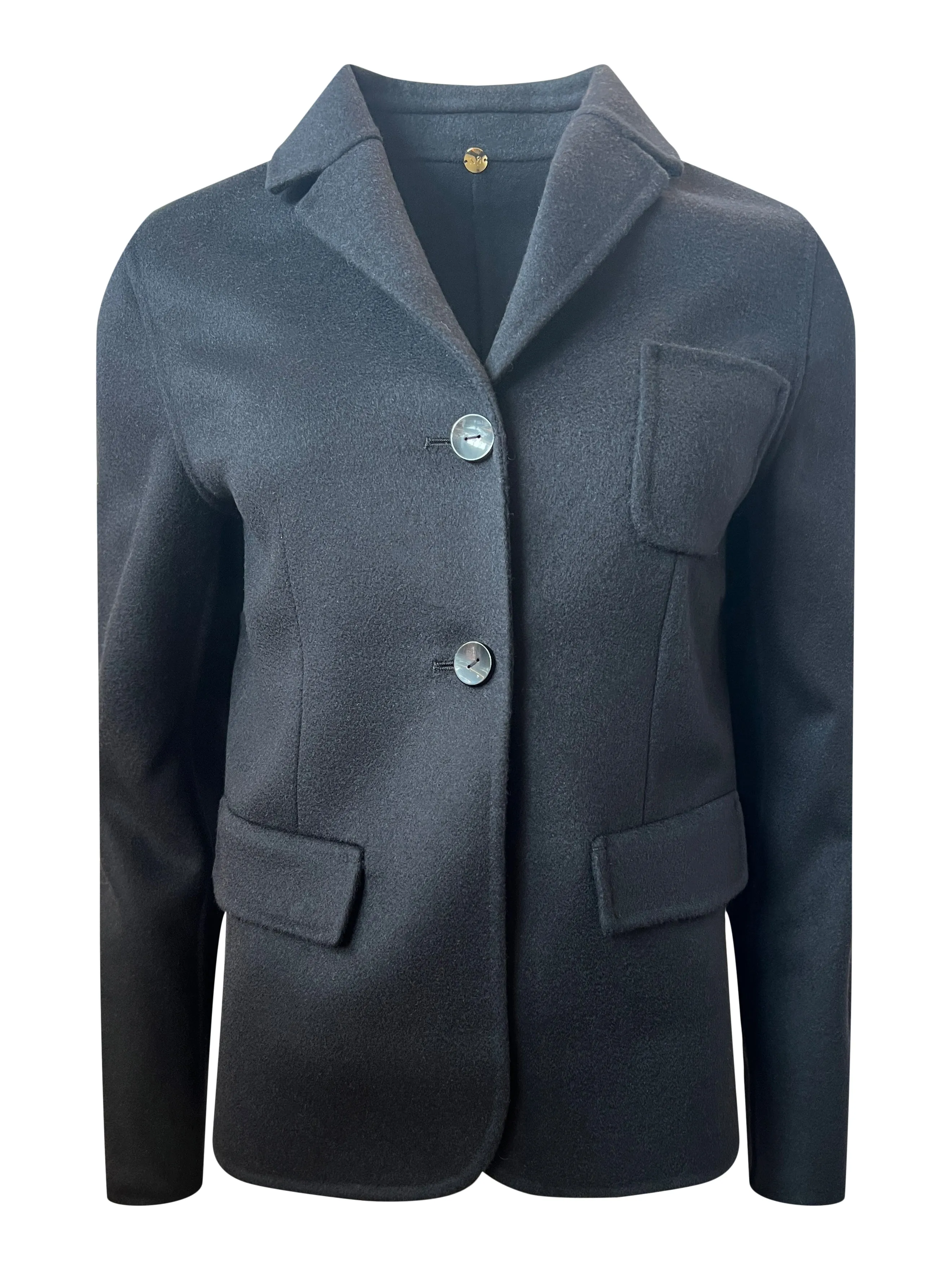 Black Wool Cashmere Casual Jacket with flap pockets