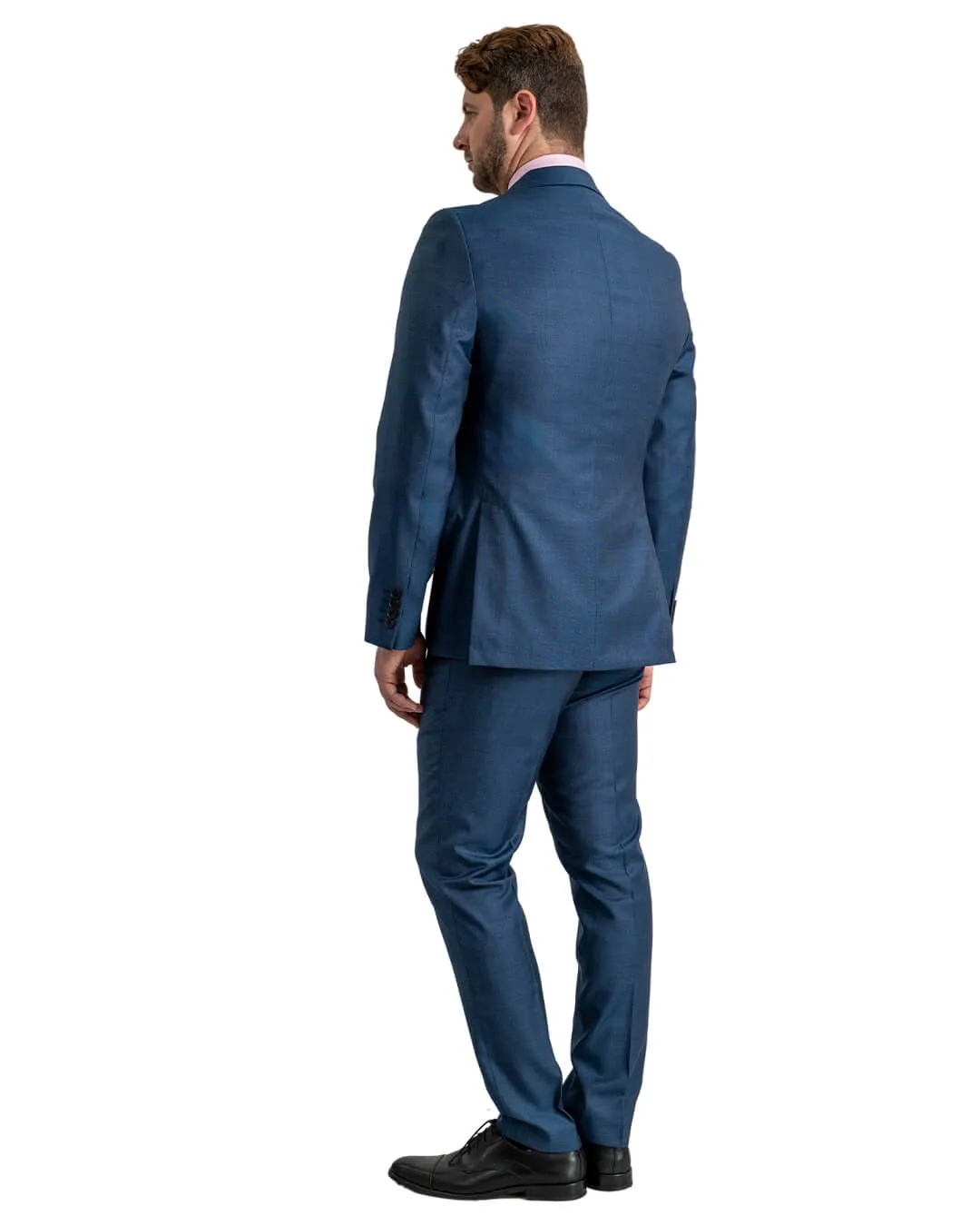 Blue Super 100s Sharkskin Suit Jacket