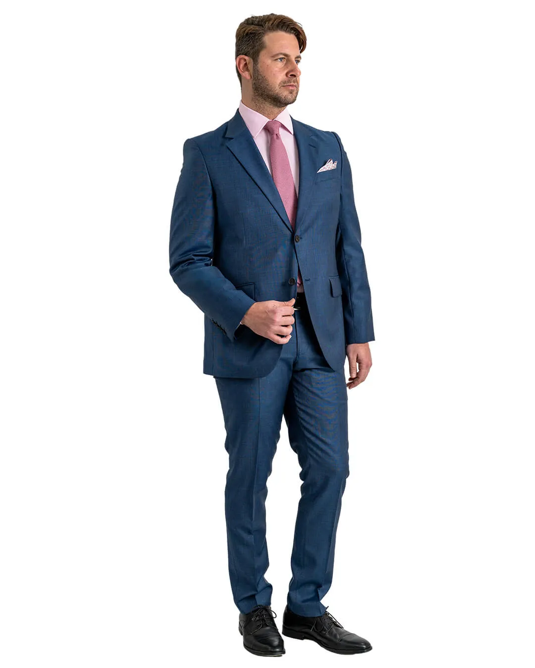 Blue Super 100s Sharkskin Suit Jacket