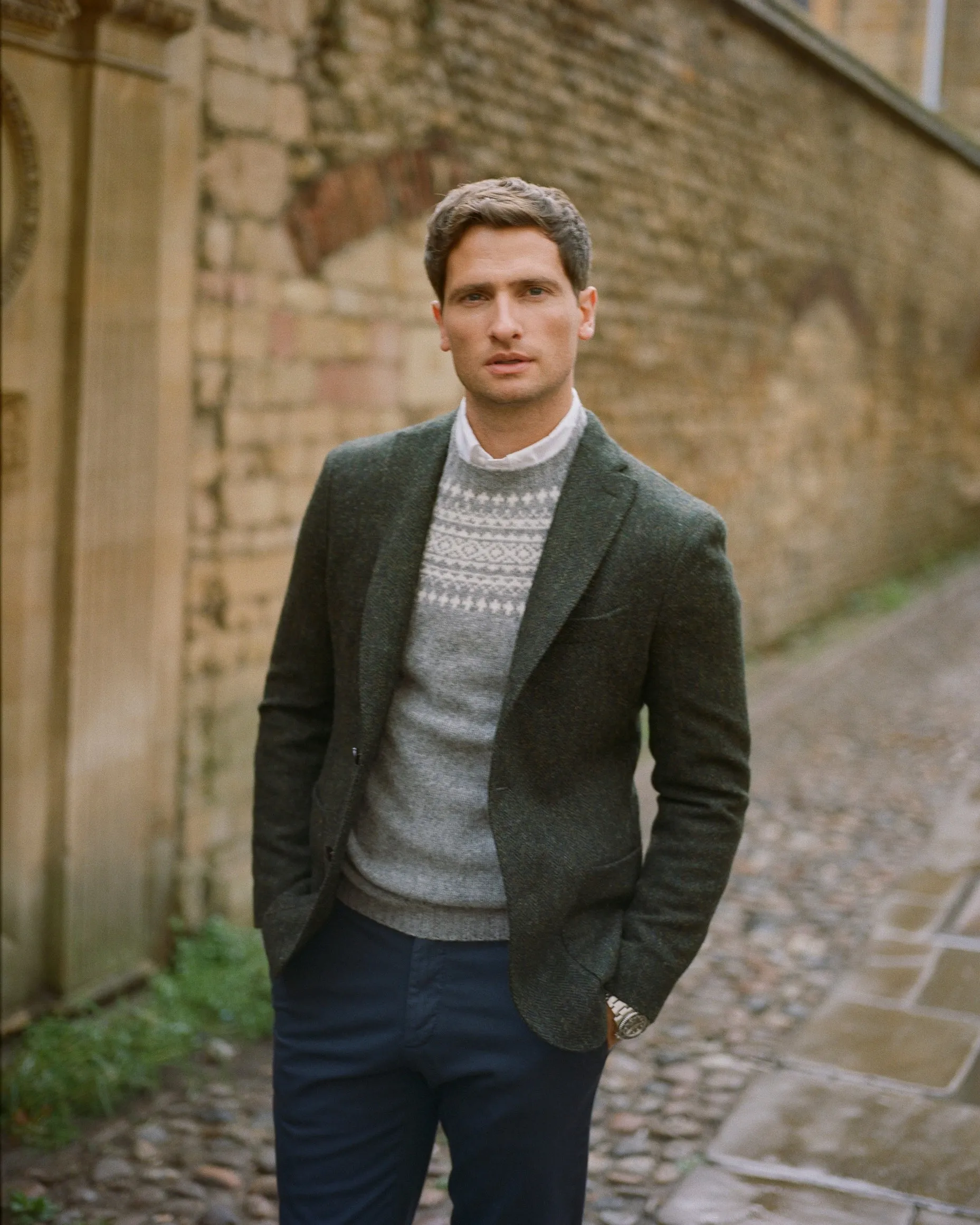 Boglioli Shetland Wool Herringbone K Jacket: Green