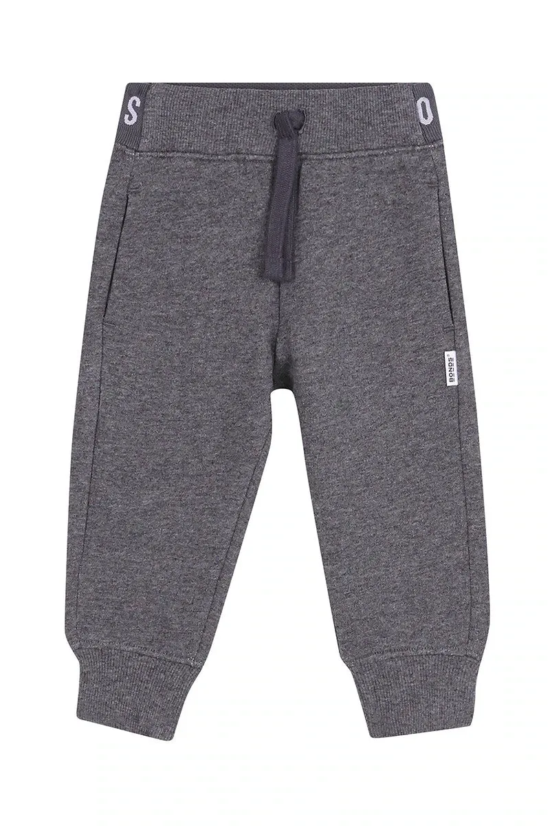 Bonds Logo Fleece Trackie - Grey Black Marle