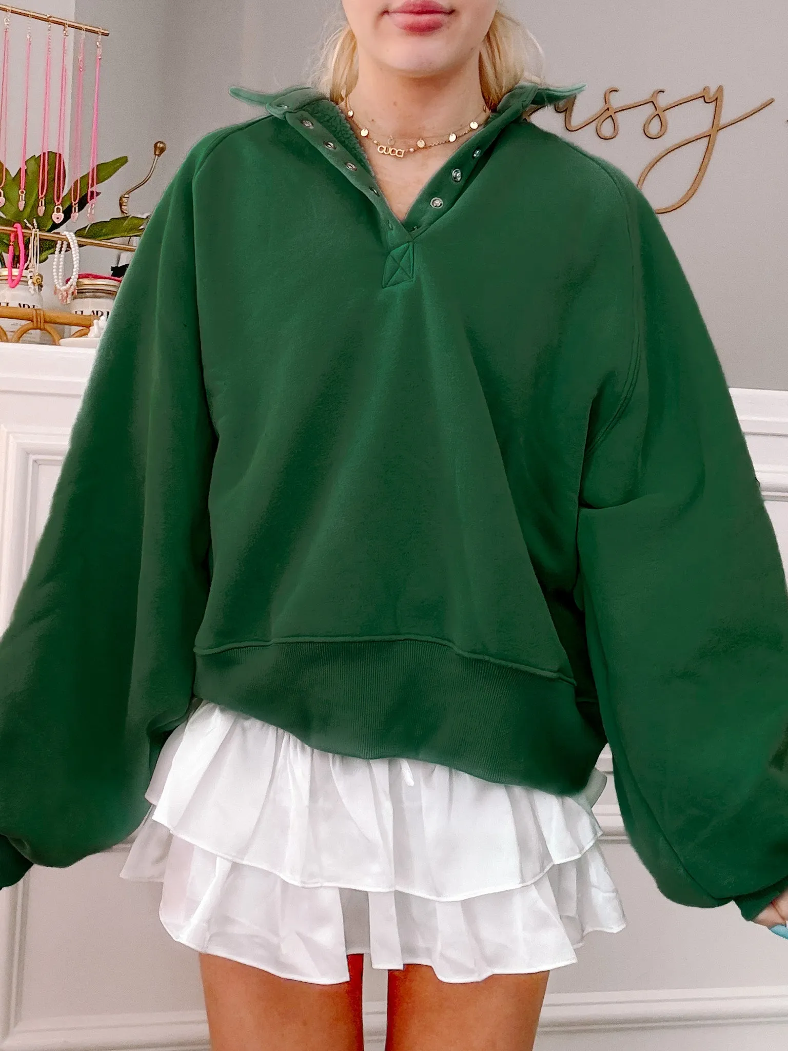 Brynn Pullover Top | Hunter Green