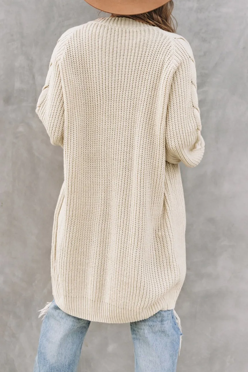 Cable Knit Open Front Cardigan