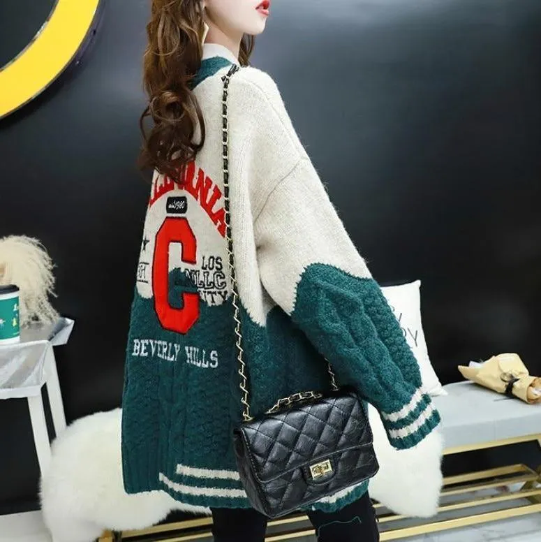 California Cheerleader Cardigan Women's Cardigan Embroidery Patchwork Sweater Jacket Kawaii Cute Girls Cardigan