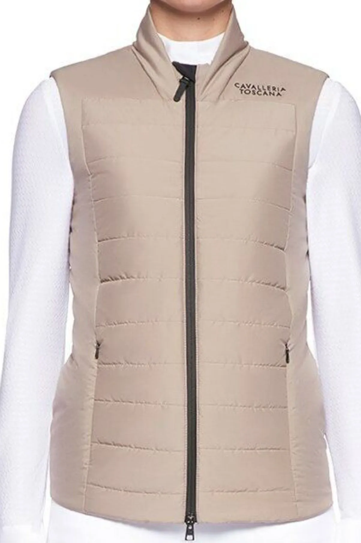 Cavalleria Toscana Women's Puffer P P Vest in Tan Light Beige / Size Medium