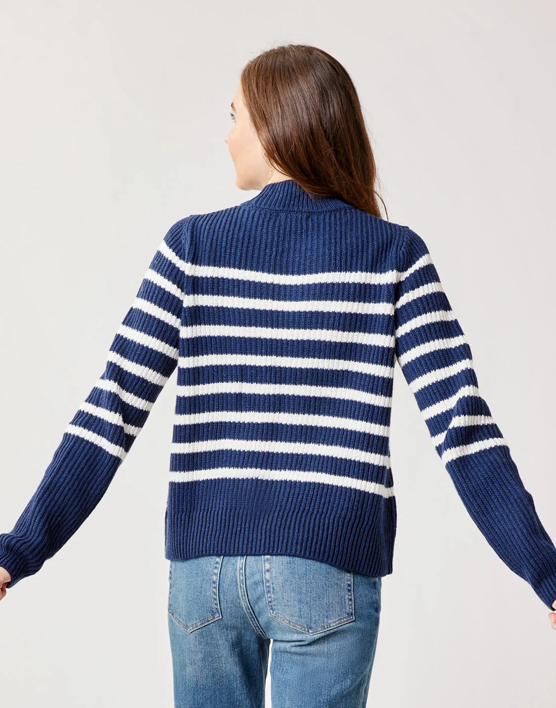 Cayden Crew Sweater: Navy Stripe