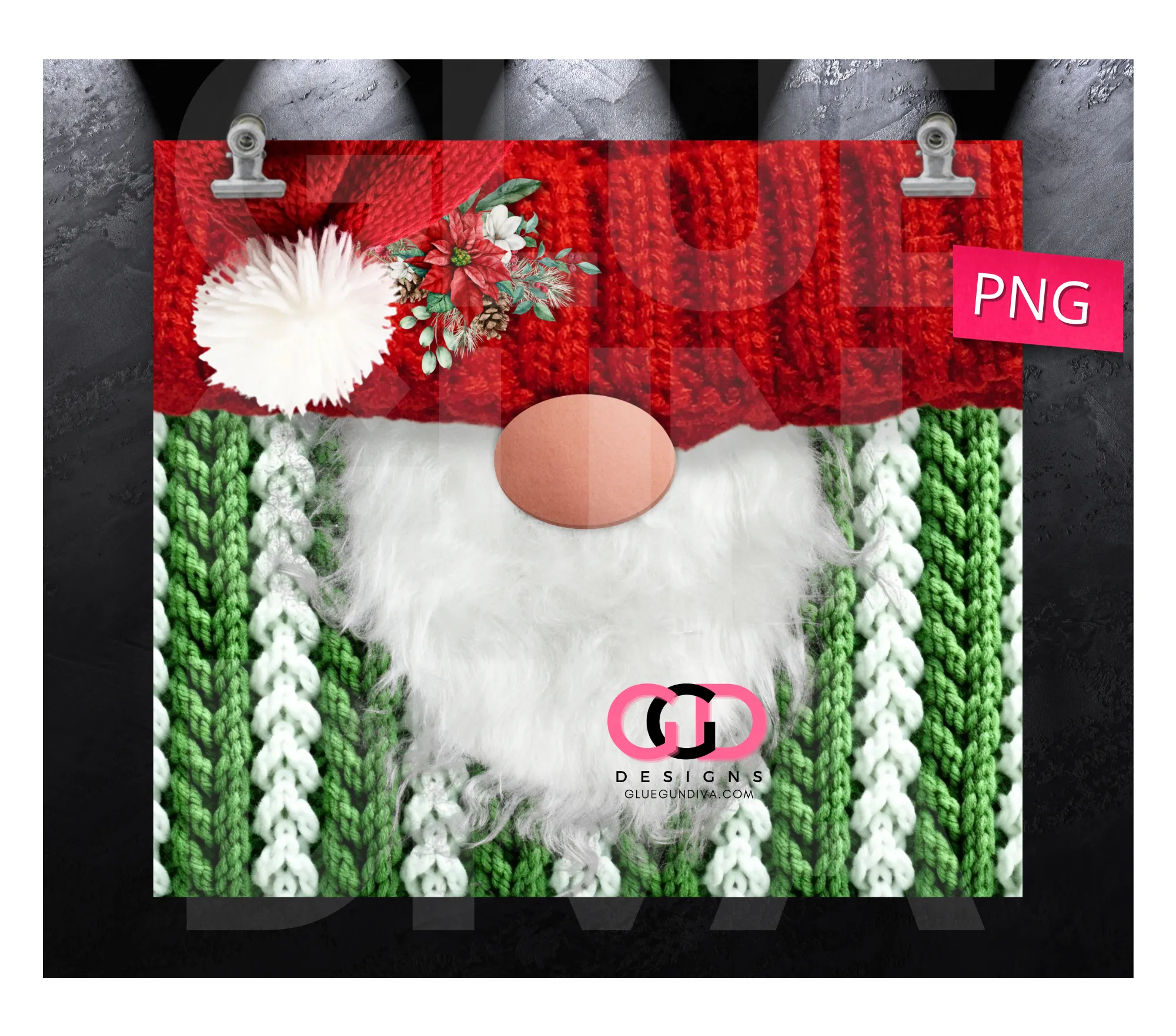 Christmas Gnome Knitted Outfit -   Digital tumbler wrap for 20 oz skinny straight tumbler