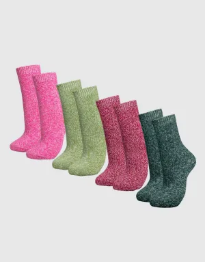 Cozy Bright Wool Crew Socks 4 Pack