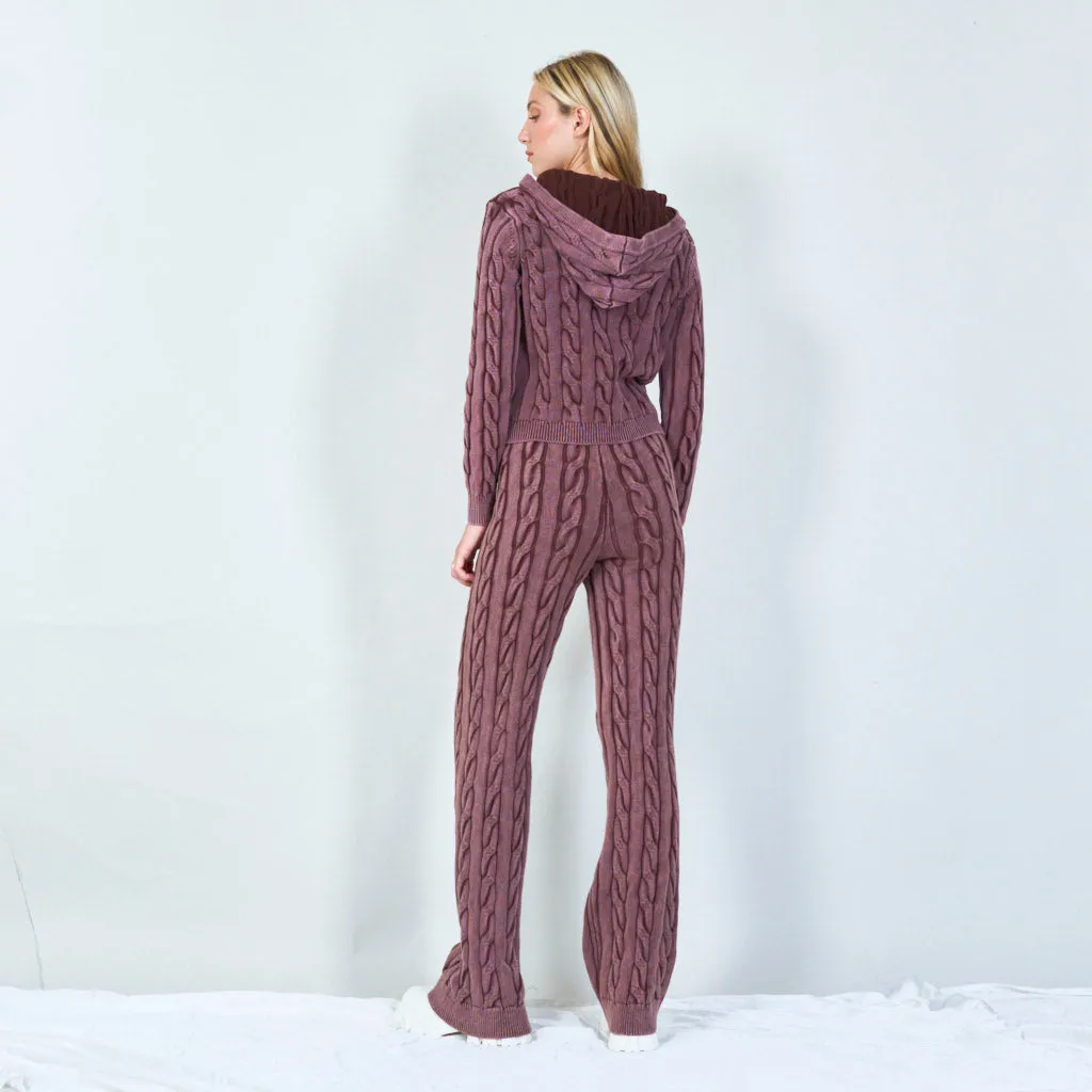 Cozy cable knit jacket and pants set wholesale