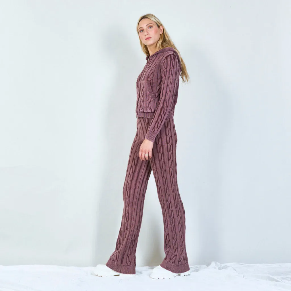 Cozy cable knit jacket and pants set wholesale