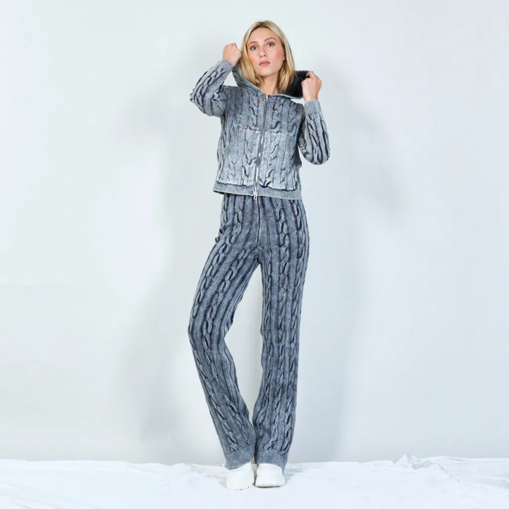 Cozy cable knit jacket and pants set wholesale