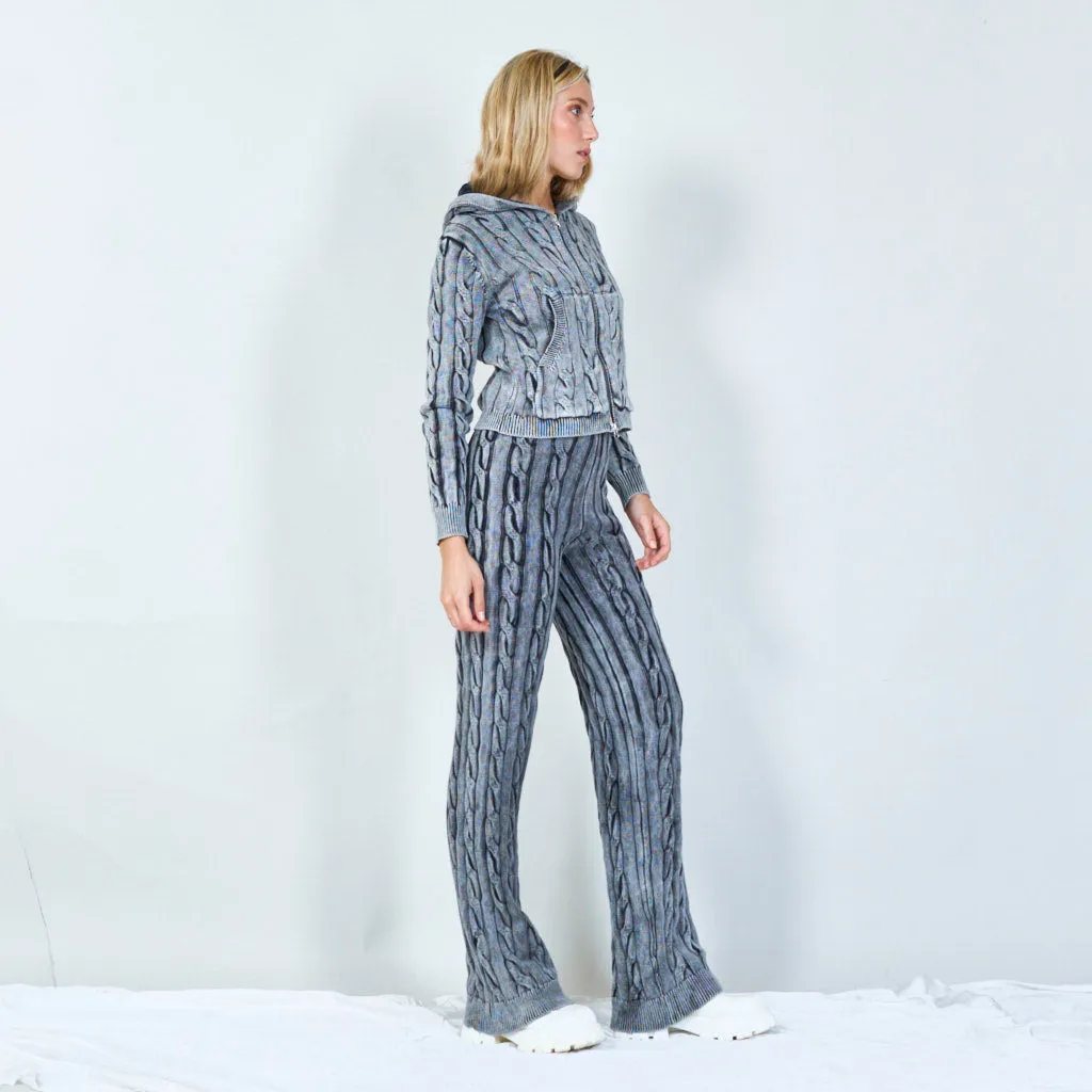 Cozy cable knit jacket and pants set wholesale