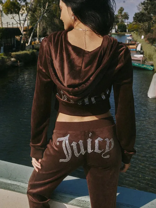 Cozy Velvet Tracksuit Set with Flared Pants & Hoodie