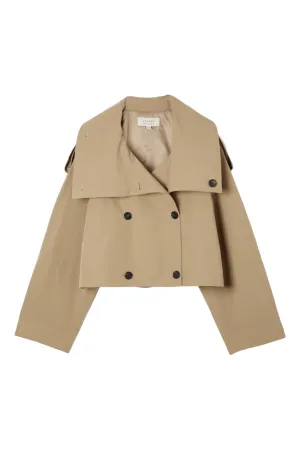 Cropped Cotton Trench Jacket Stone