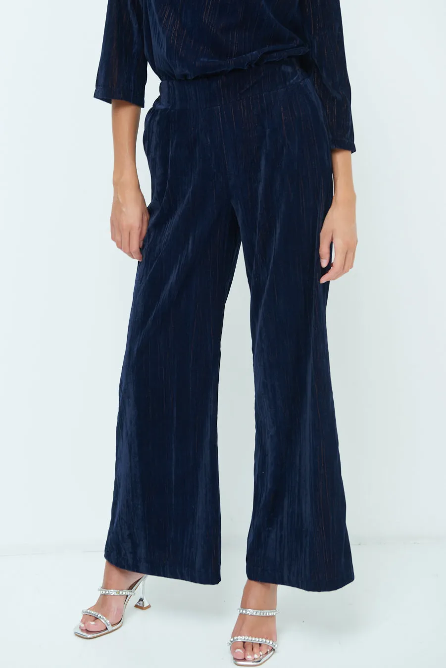 Crushed velvet wide-leg pants wholesale