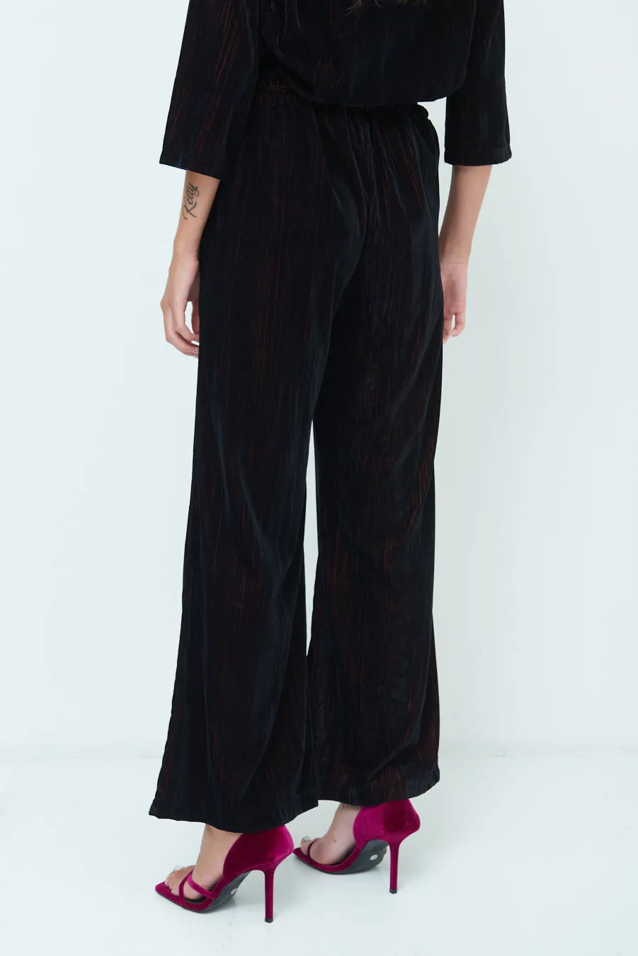 Crushed velvet wide-leg pants wholesale