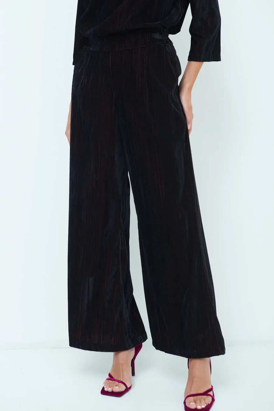 Crushed velvet wide-leg pants wholesale