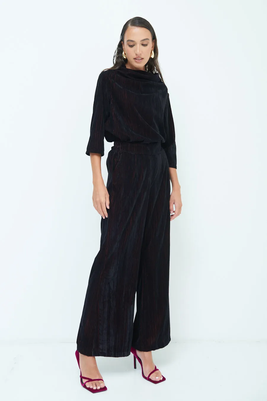 Crushed velvet wide-leg pants wholesale