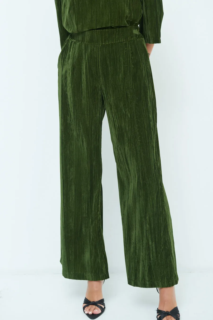 Crushed velvet wide-leg pants wholesale