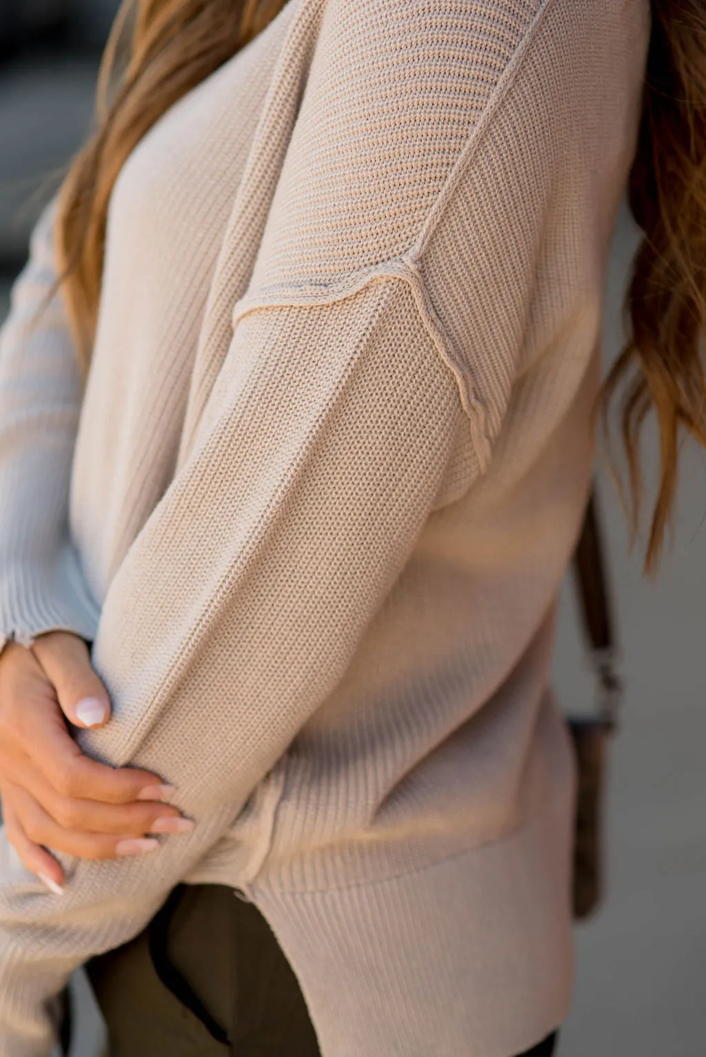 Distressed Side Slit Sweater