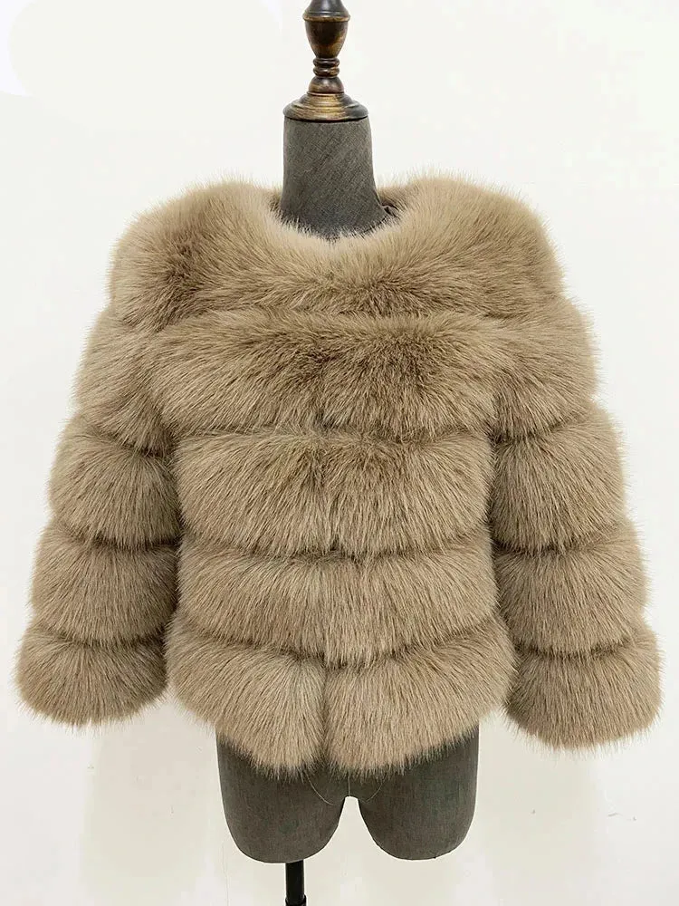 Elegant Classic Winter Fluffy Faux Fur Coat