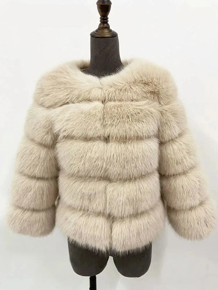 Elegant Classic Winter Fluffy Faux Fur Coat