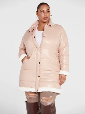 Fashion To Figure - Charlotte Faux Fur Trim Puffer Coat