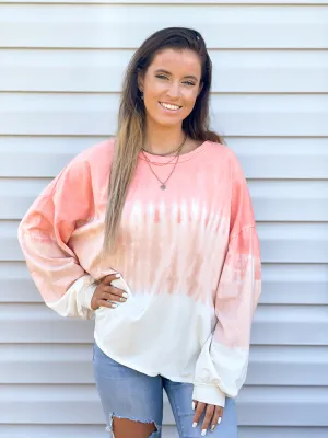 Feeling Tropical Long Sleeve Ombre Tie Dye Pullover