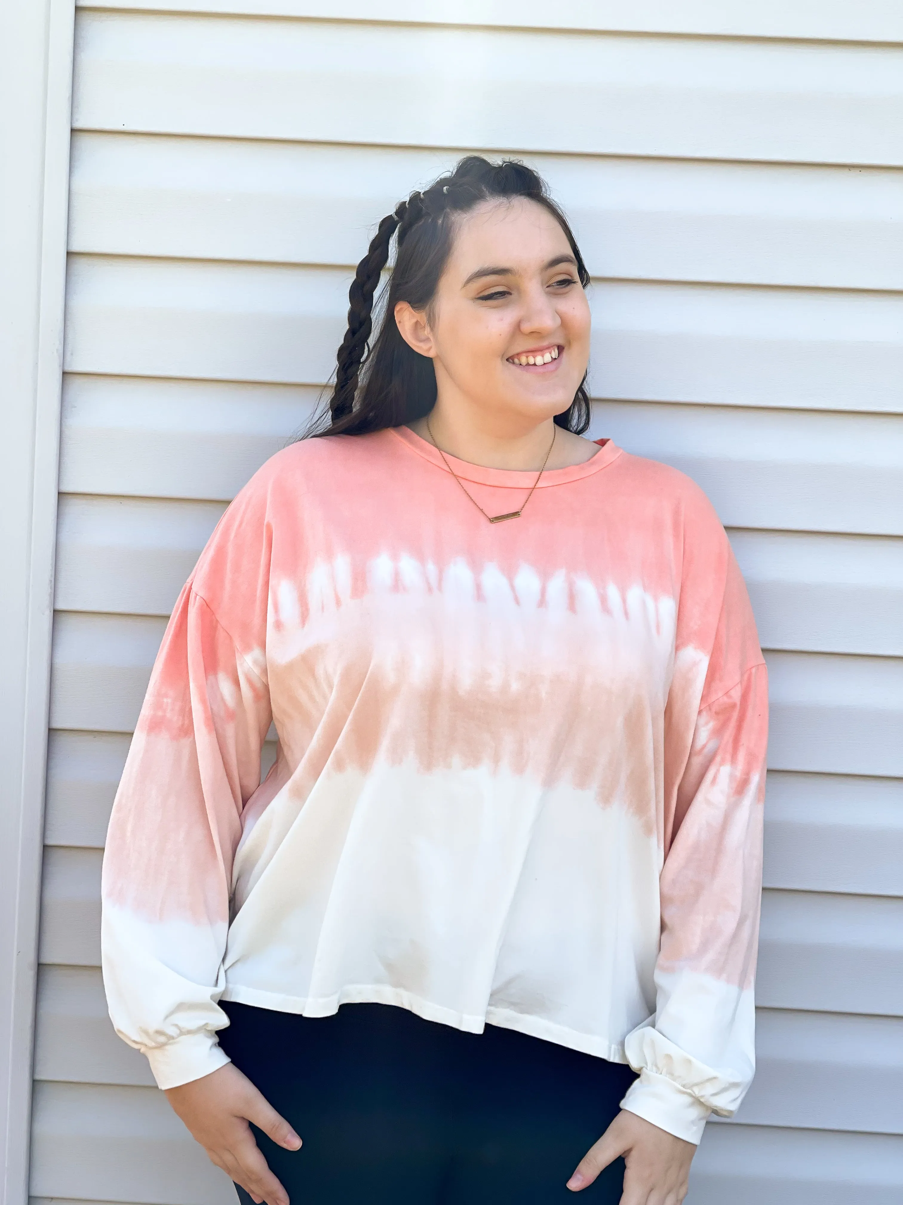 Feeling Tropical Long Sleeve Ombre Tie Dye Pullover