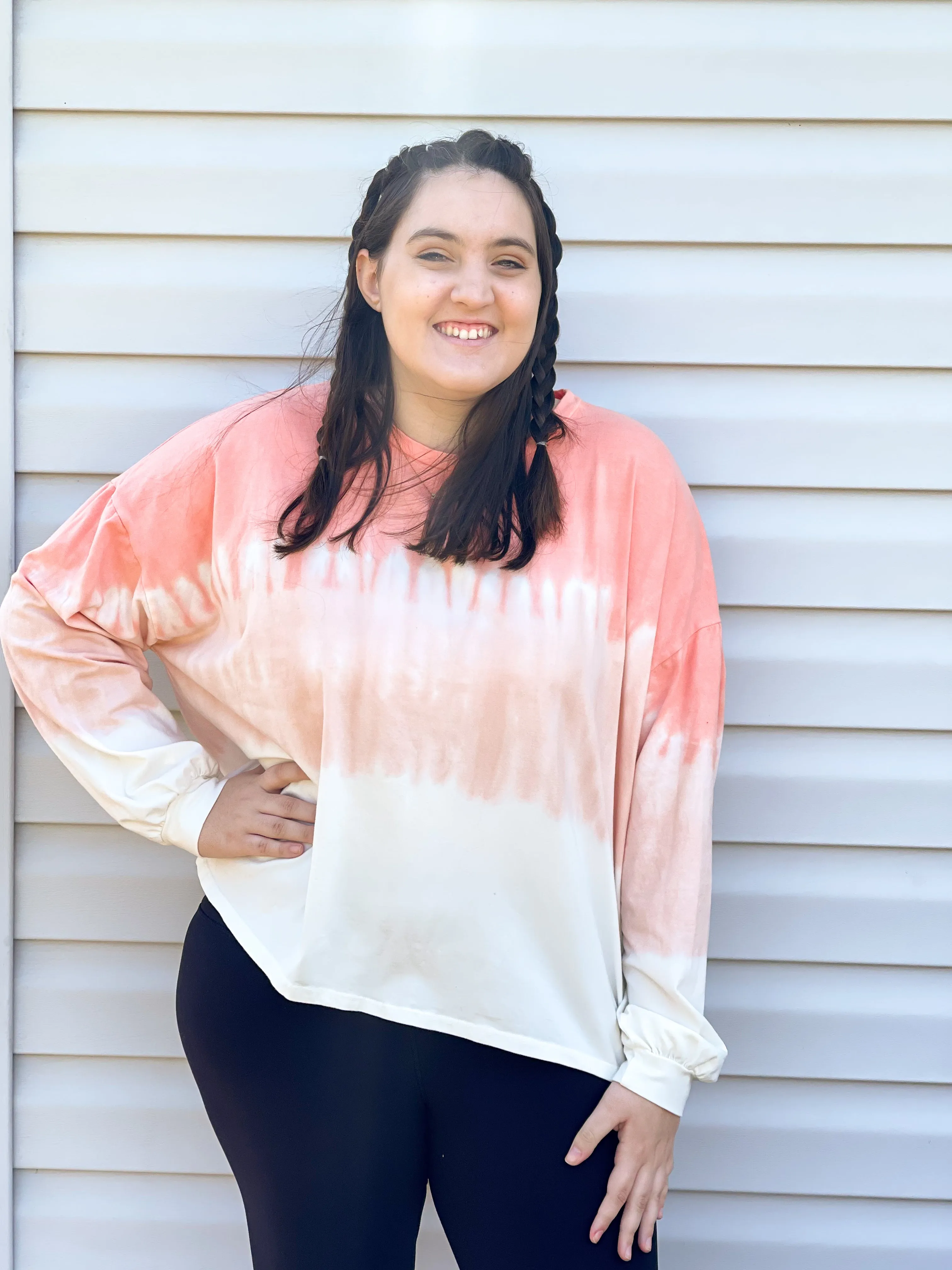 Feeling Tropical Long Sleeve Ombre Tie Dye Pullover