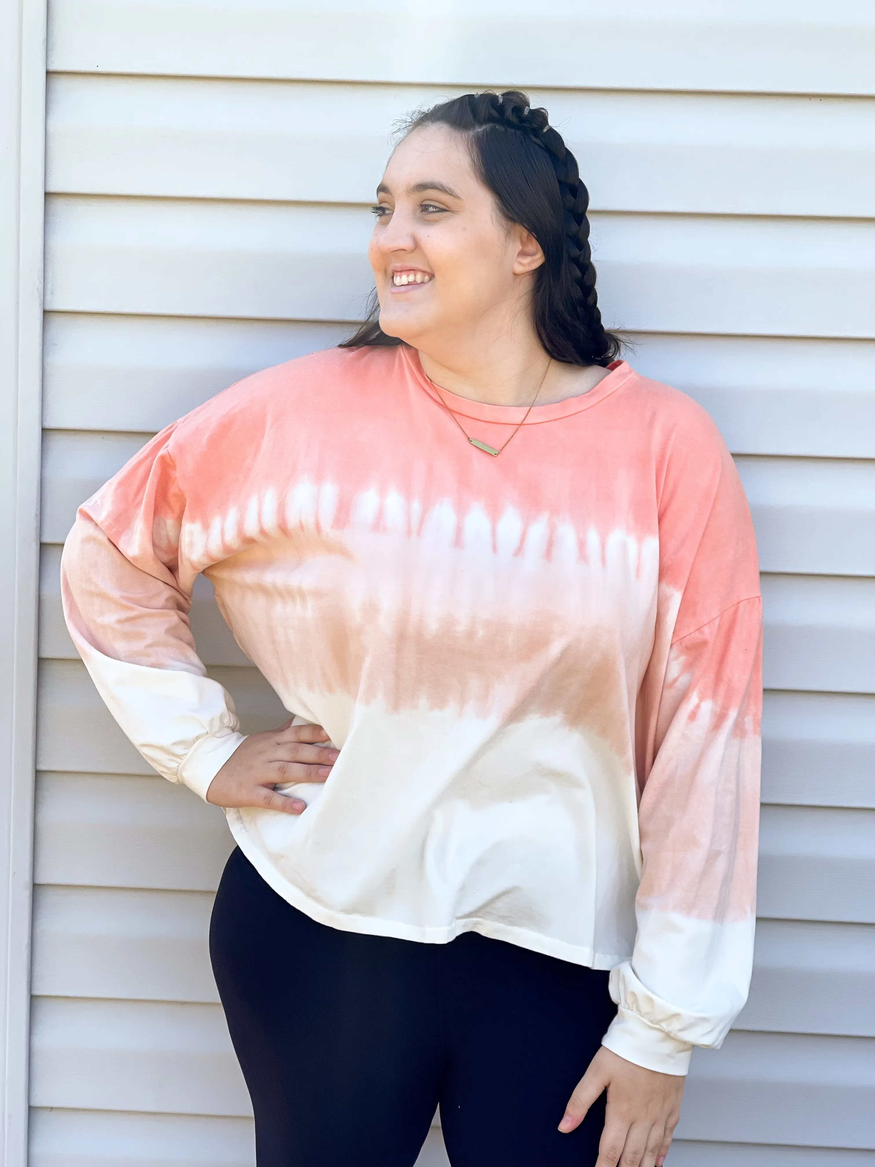 Feeling Tropical Long Sleeve Ombre Tie Dye Pullover