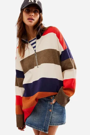 Free People Coastal Stripe Pullover in Set Sail Combo