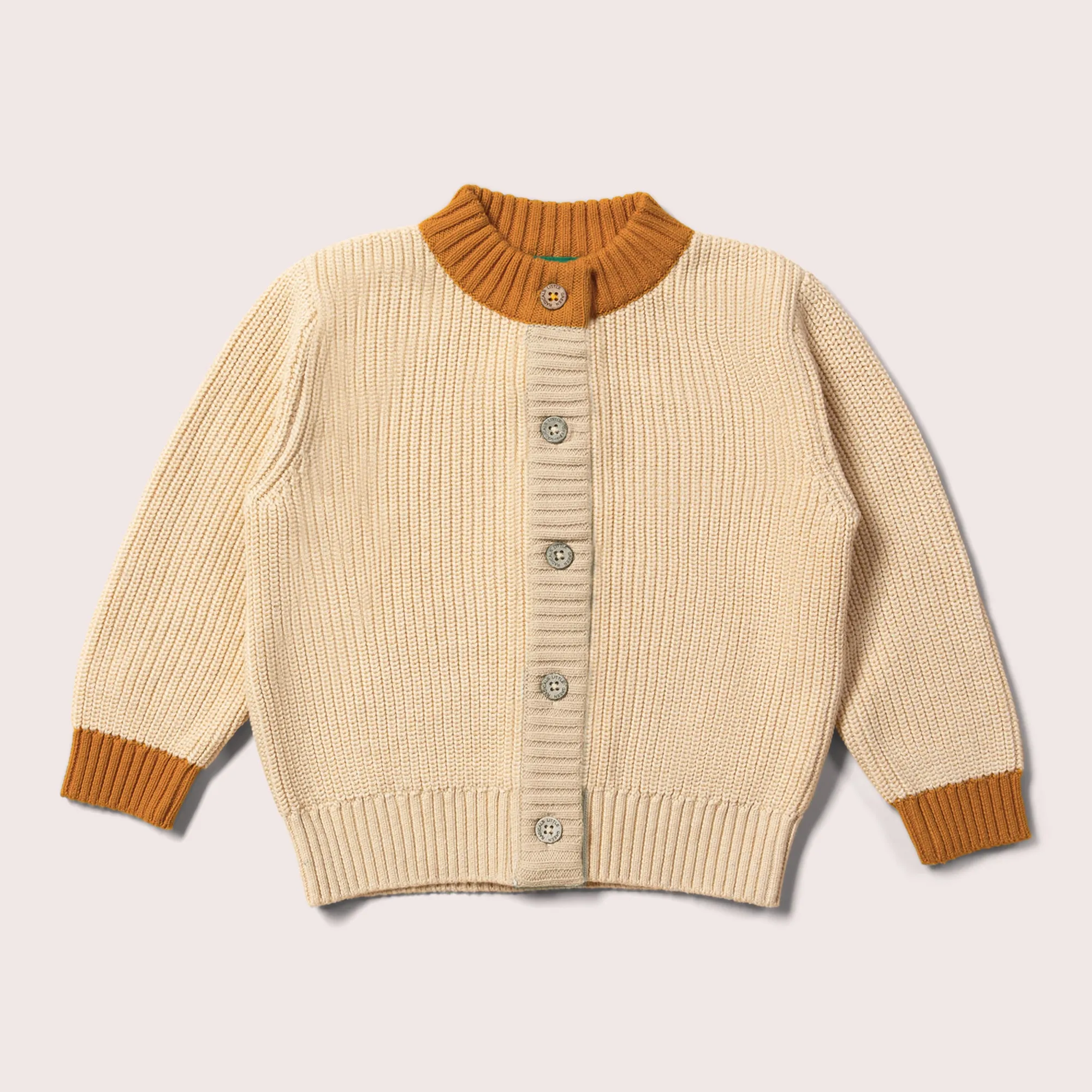 From One To Another Oatmeal And Gold Snuggly Knitted Cardigan