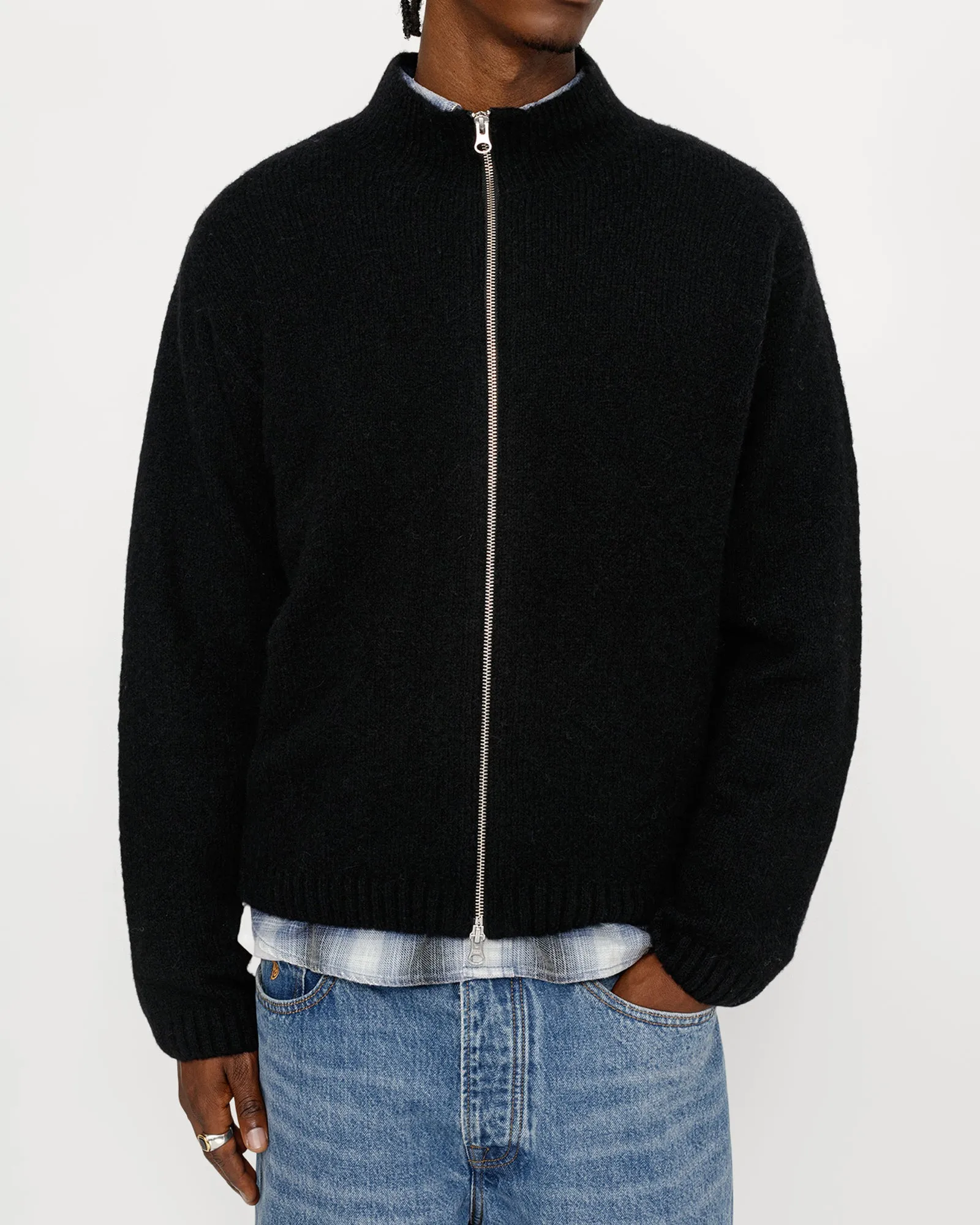 FULL ZIP BRUSHED MERINO SWEATER